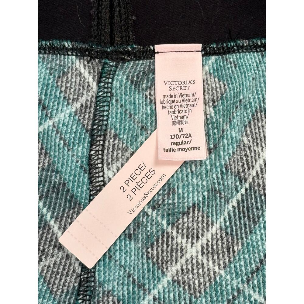 NWT Victoria’s Secret Waffle Knit Thermal 2 Piece Plaid Pajama Set Women's Med - Picture 11 of 11